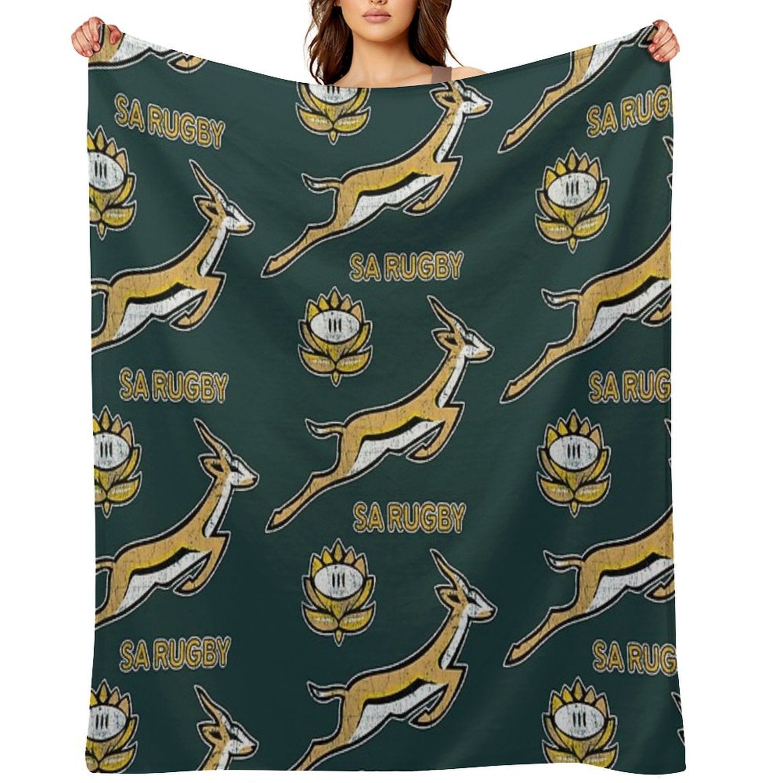 SA Rugby - Vintage Springbok Logo Velvety-soft Throw Blanket