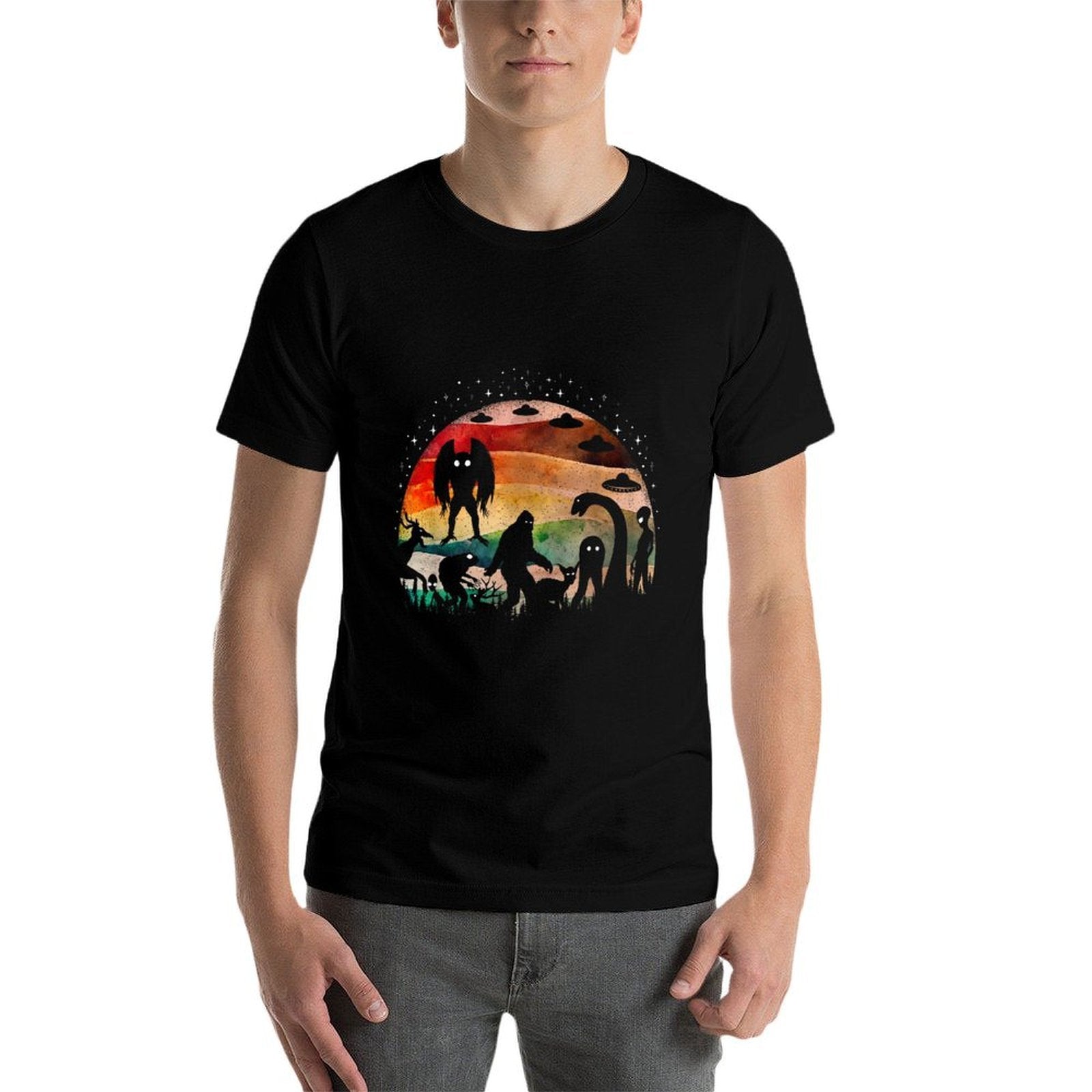 Retro Cryptid Funny Bigfoot Mothman And Aliens Cryptozoology  Classic T-Shirt
