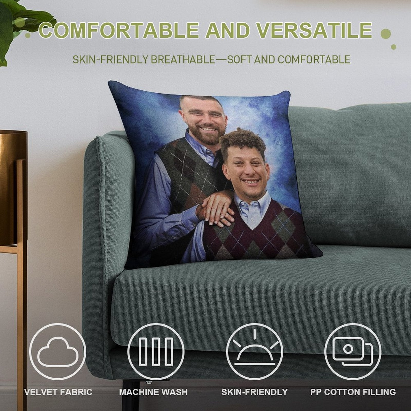 Kelce And Mahomes Stepbrothers Soft Ultra-Soft Texture Throw Pillow