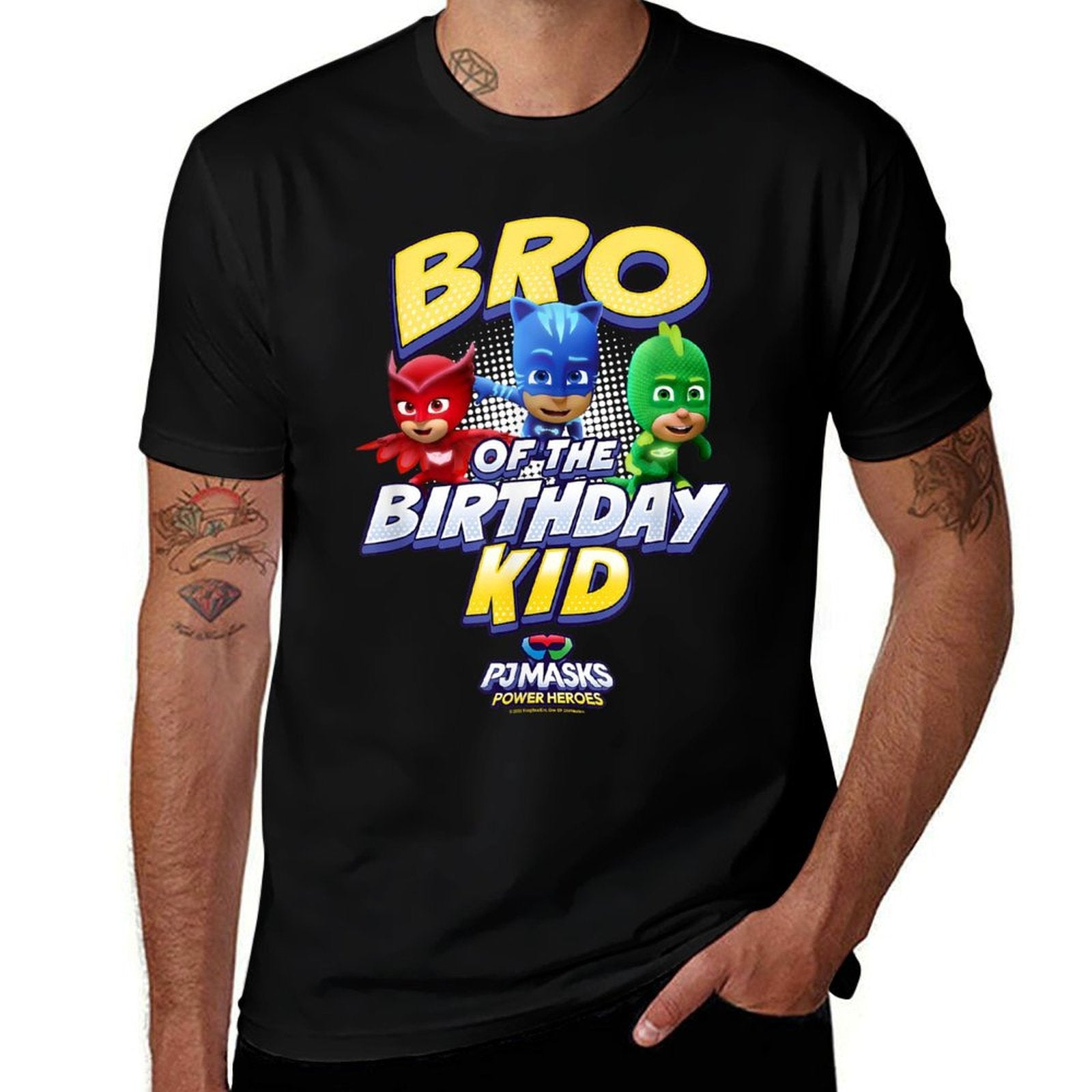 PJ Masks Group Shot Bro Of The Birthday Kid Logo  Soft T-Shirt