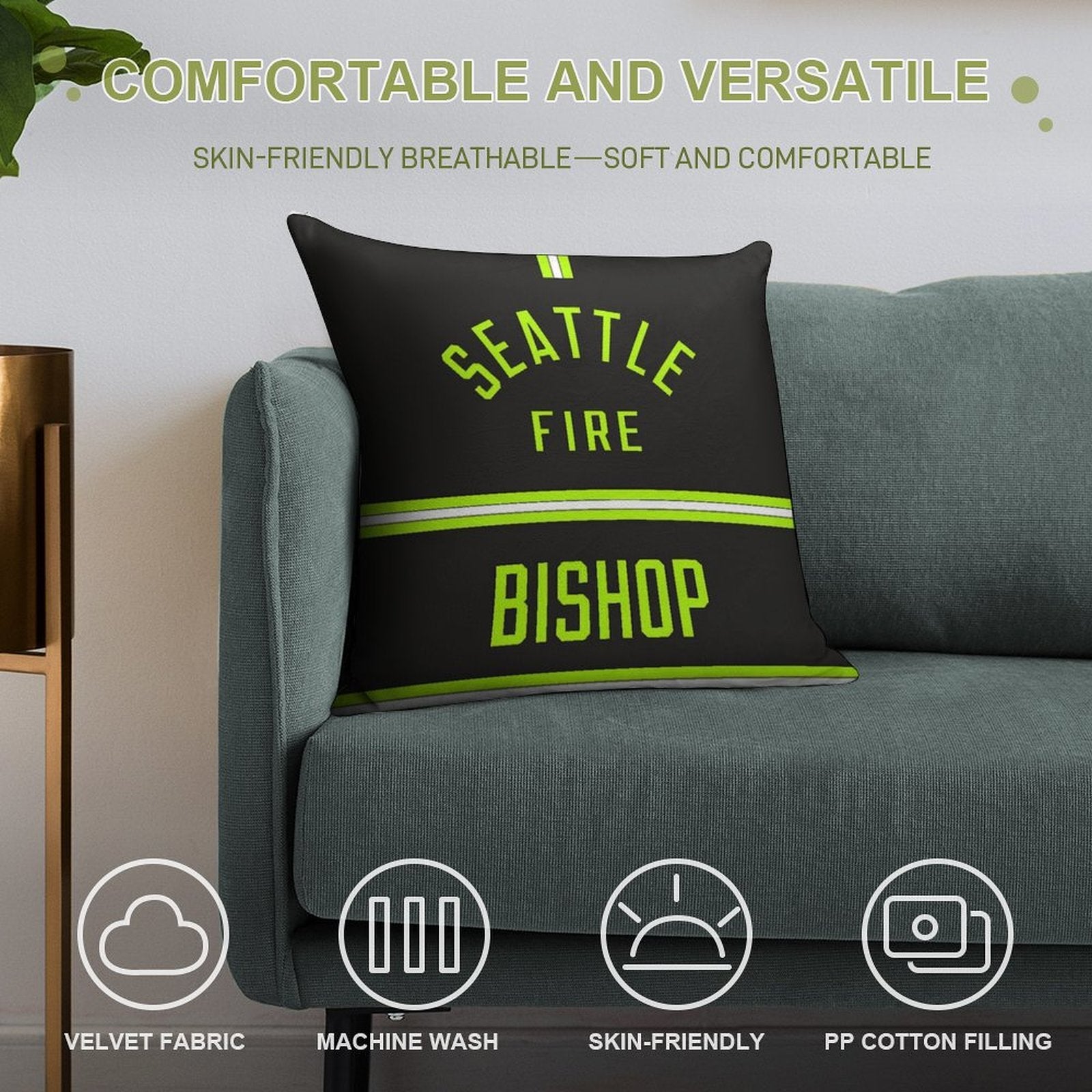 Station 19 - Seattle Fire Bishop Turnouts Pillow Soft Hidden Zipper Throw Pillow