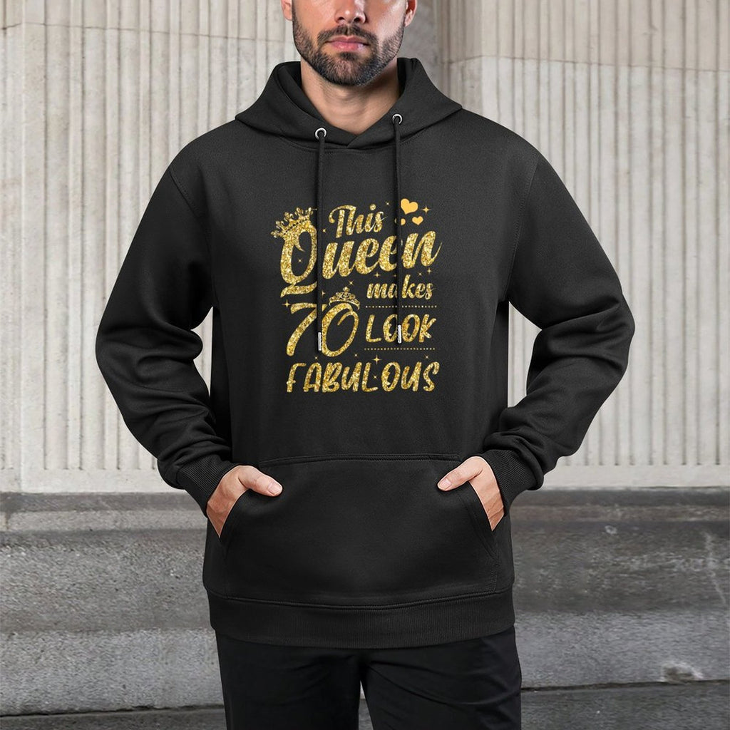 This Queen Makes 70 Look Fabulous 70th Birthday Customizable Surface Hoodie