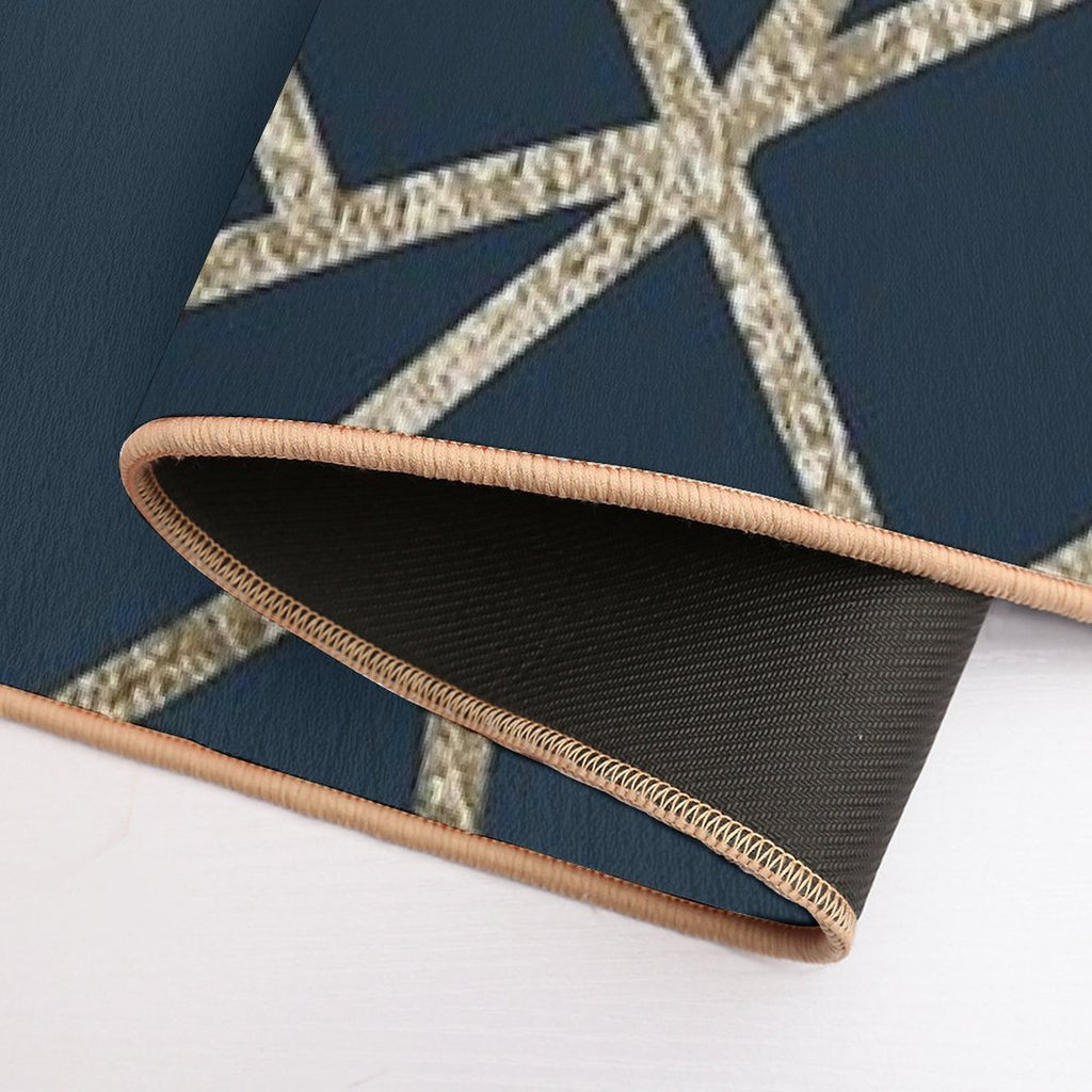 Classic Dark Blue Gold Geo #1 #geometric #decor #art  High-Traffic Bath Mat
