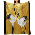 Golden Cranes Japanese Art Anti-pilling Throw Blanket