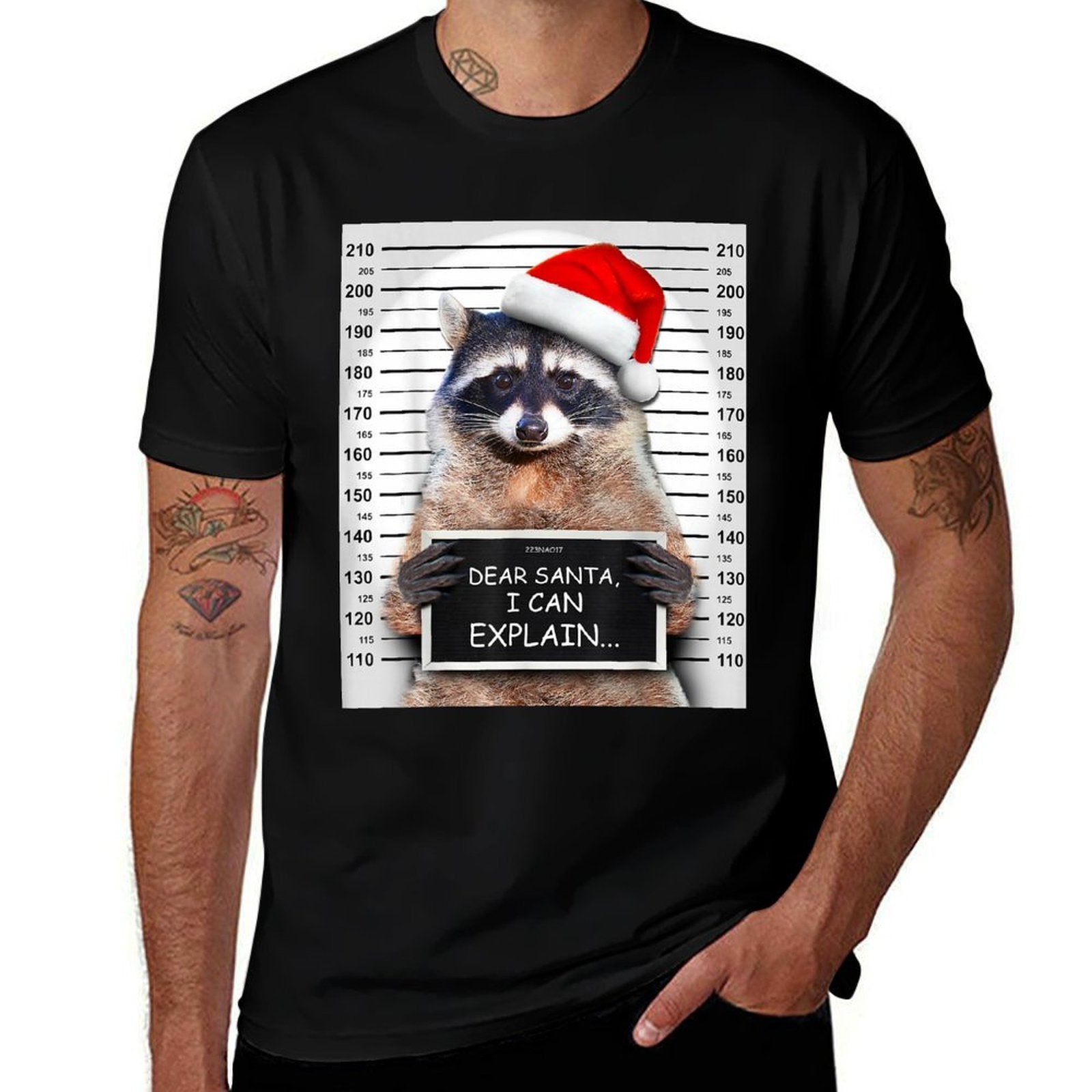 Dear Santa I Can Explain Funny Christmas Raccoon  Moisture-wicking T-Shirt