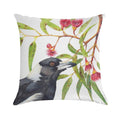 Australian Magpie And Eucalyptus Blossoms Watercolour Painting Soft High-Density Material Throw Pillow