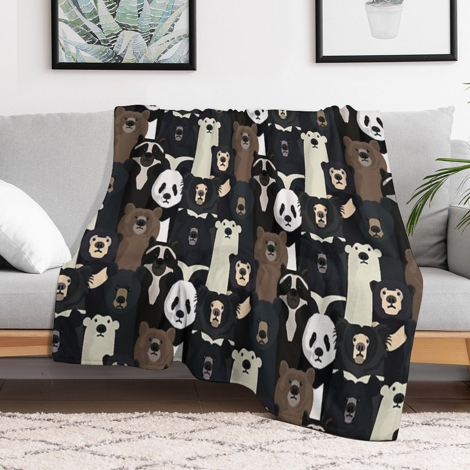 Bears of The World Pattern Gift-ready Throw Blanket