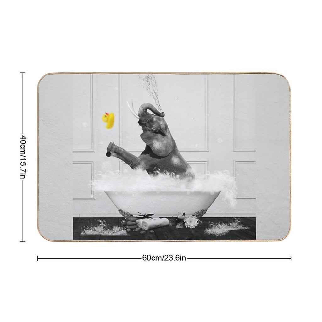 Elephant Taking A Bath  Long-Lasting Bath Mat