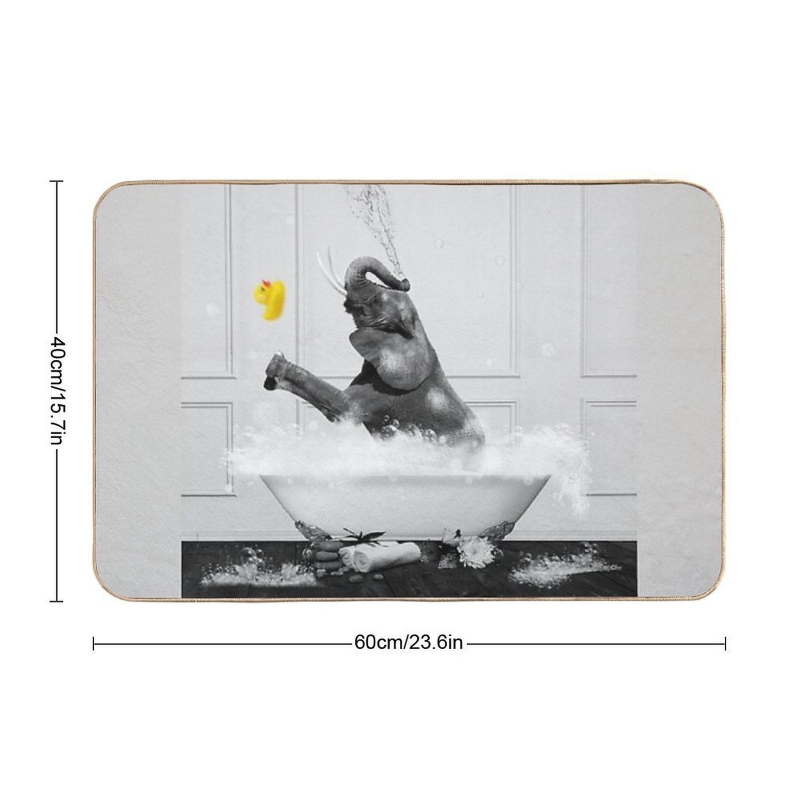 Elephant Taking A Bath  Long-Lasting Bath Mat