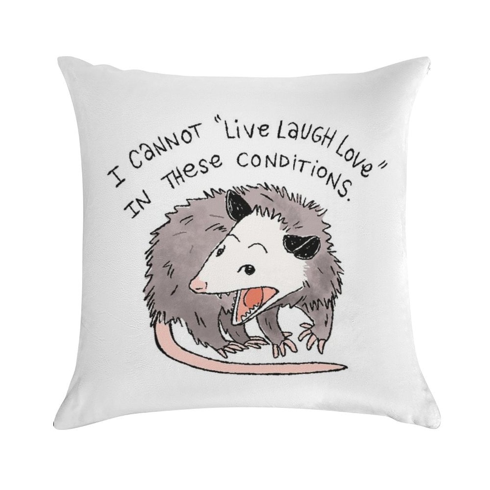 Opossum Live Laugh Love Soft Anti-Pilling Throw Pillow