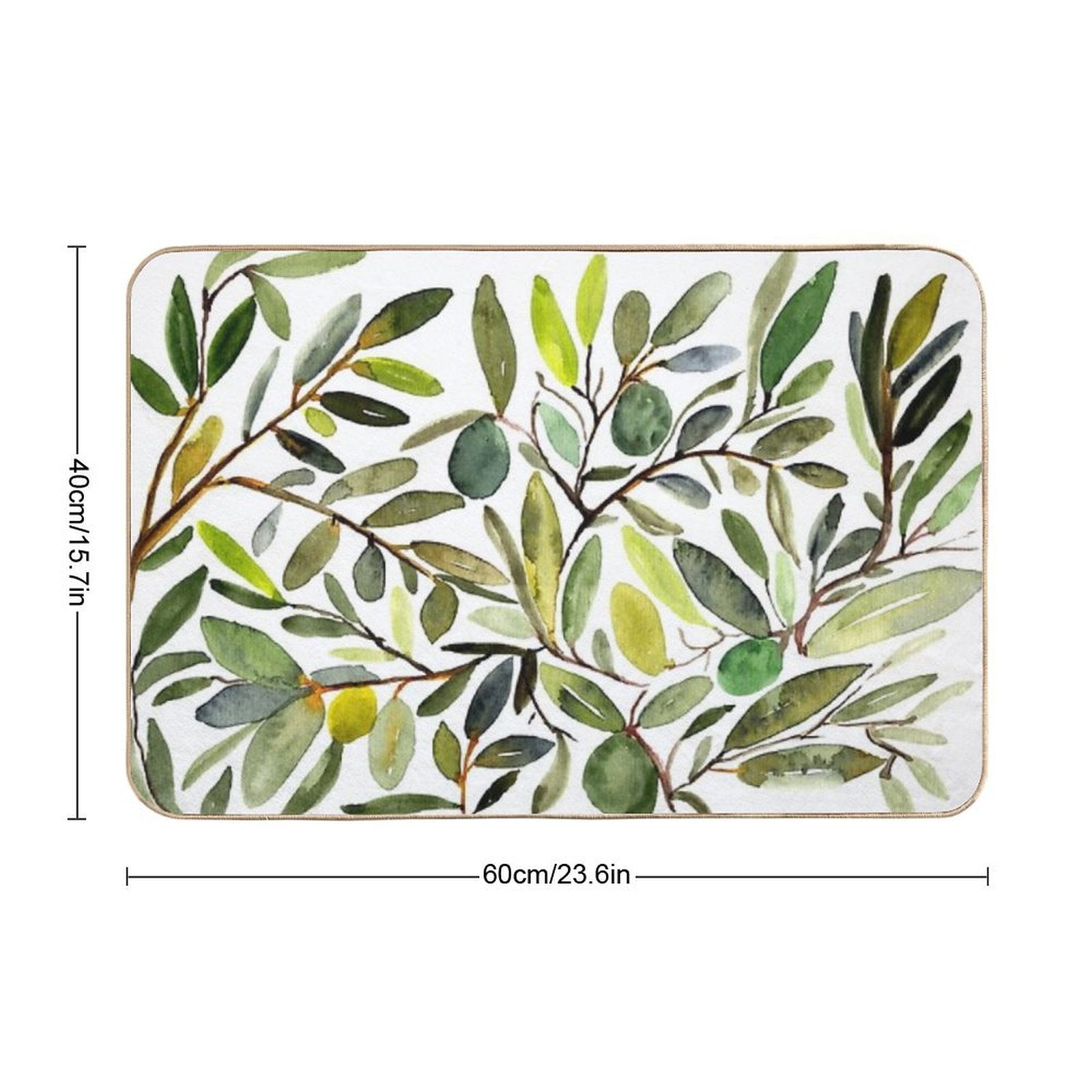 Olive Leaf Art Modern  Rapid-Drying Bath Mat