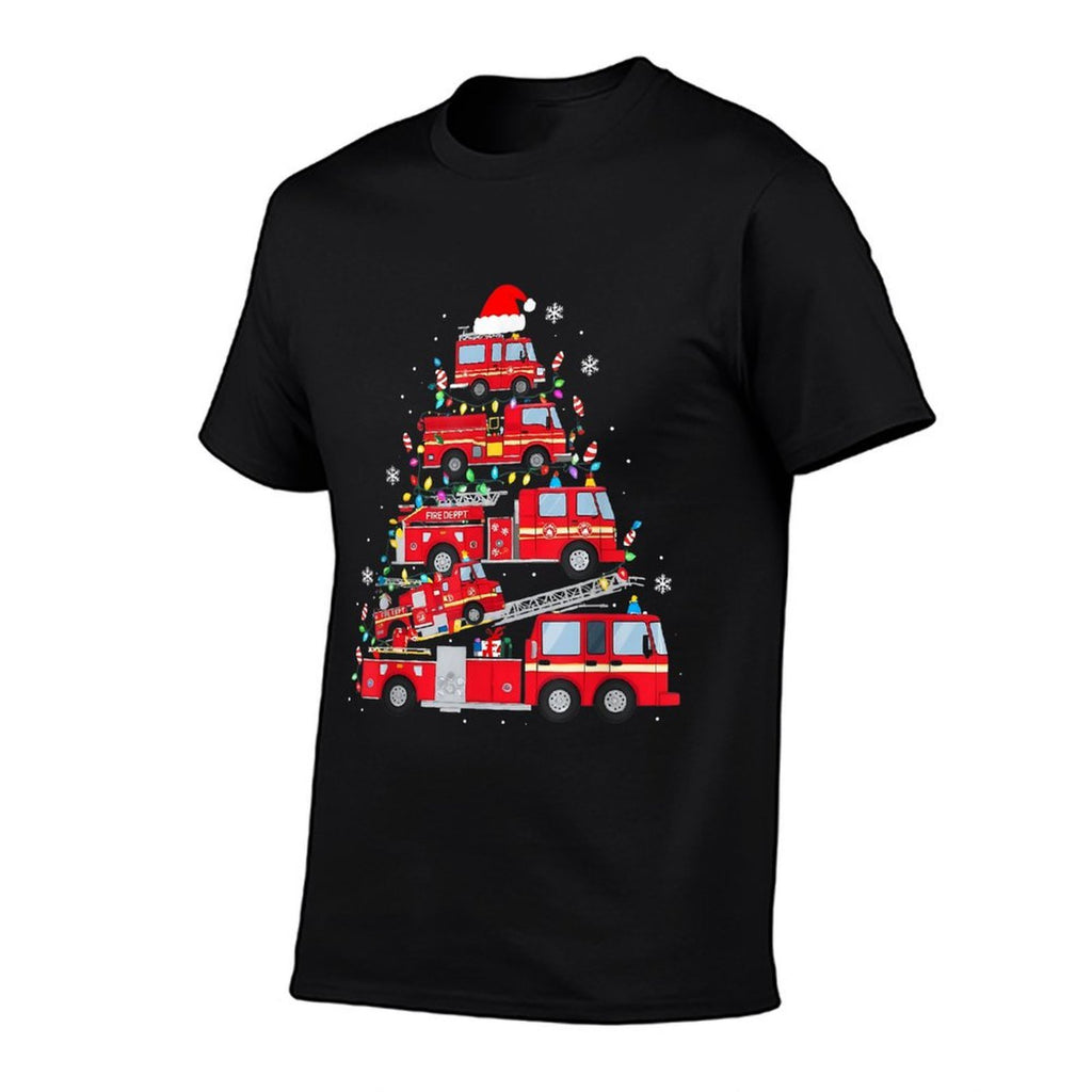 Fire Truck Christmas Tree Firefighter Holiday Design  Breathable T-Shirt