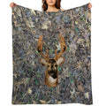 Whitetail Buck Deer And Camouflage Hunting Design Travel-friendly Throw Blanket