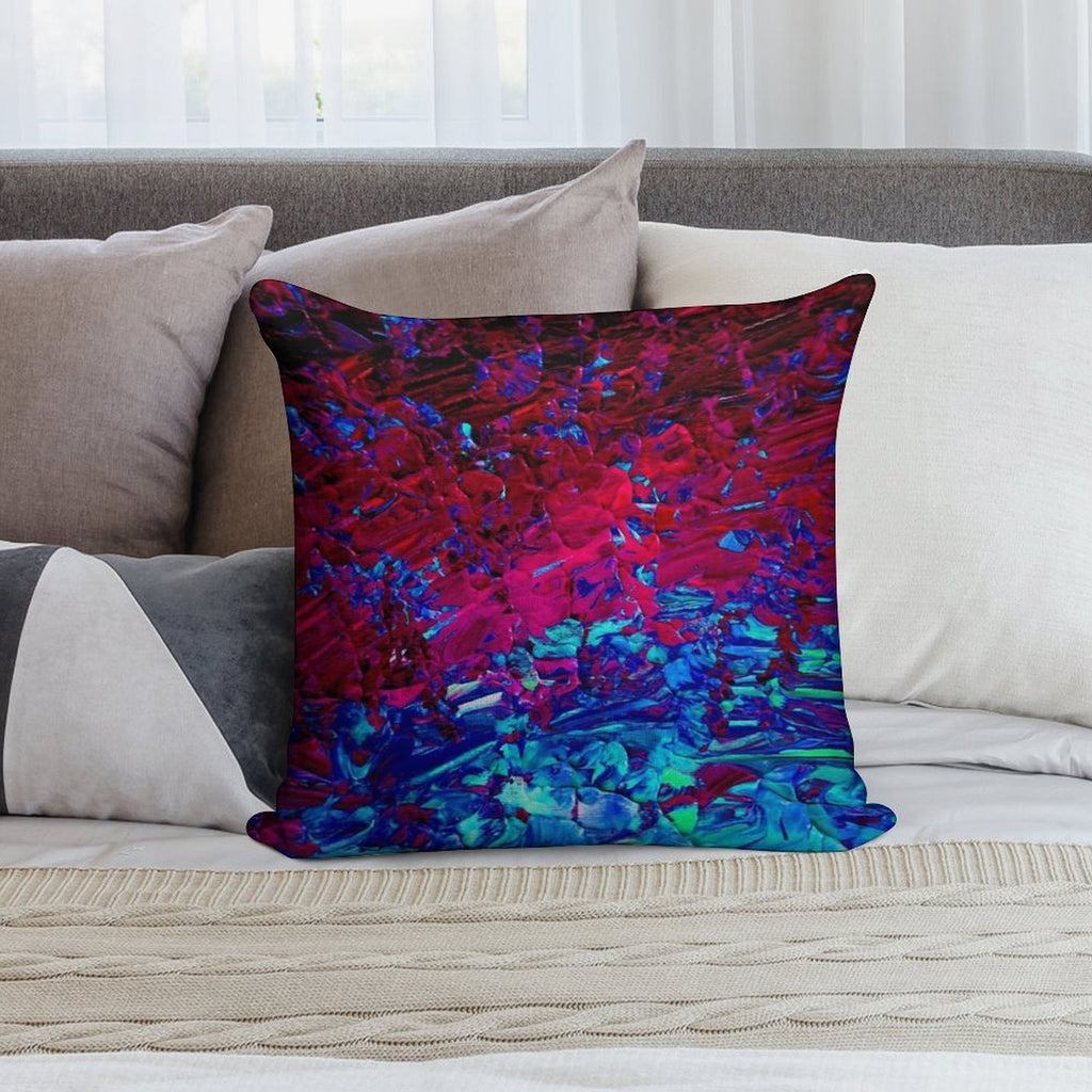ETERNAL TIDE Bold Rich Colorful Deep Purple Fuchsia Magenta Turquoise Royal Blue Ombre Waves Abstract Acrylic Painting Soft Hidden Zipper Throw Pillow