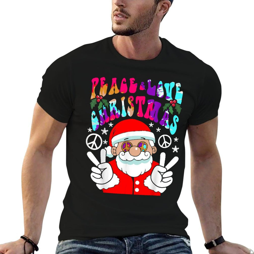 Hippie Santa Claus Peace And Love Tie Dye Groovys  Summer-ready Fabric T-Shirt