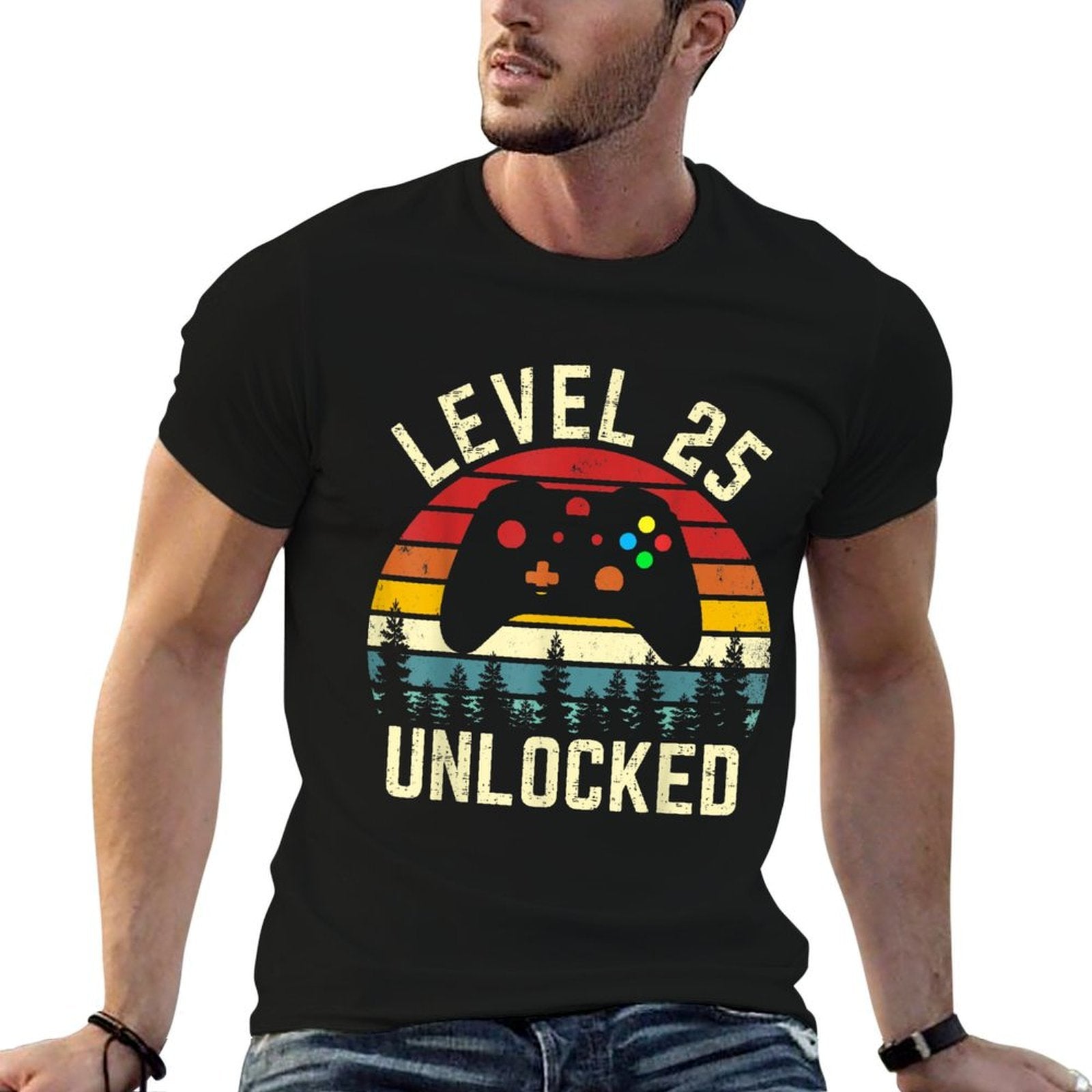 Vintage Level 25 Unlocked Funny Video Gamer 25th Birthday  Durable T-Shirt