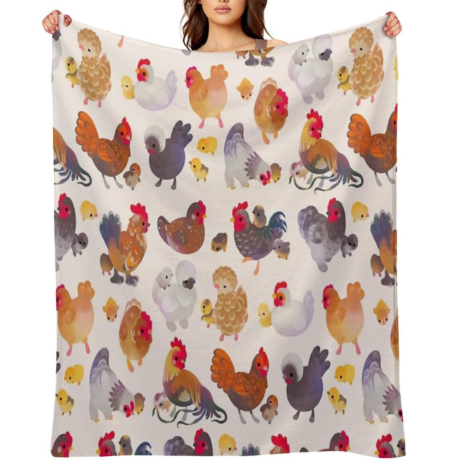 Chicken And Chick - Pastel Lightweight Throw Blanket