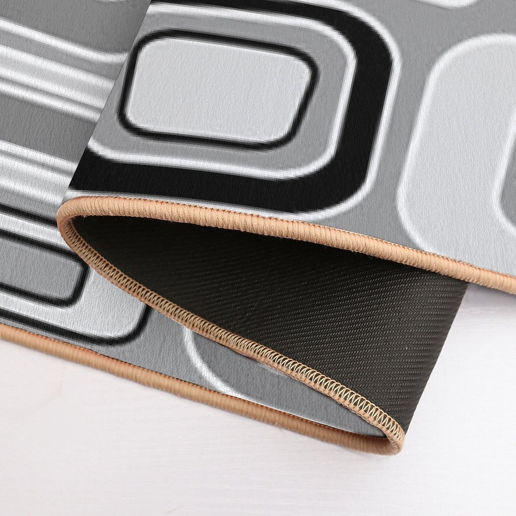 Black White Gray Mid Century Modern Geometric Print - Rectangles Squares  Long-Lasting Bath Mat