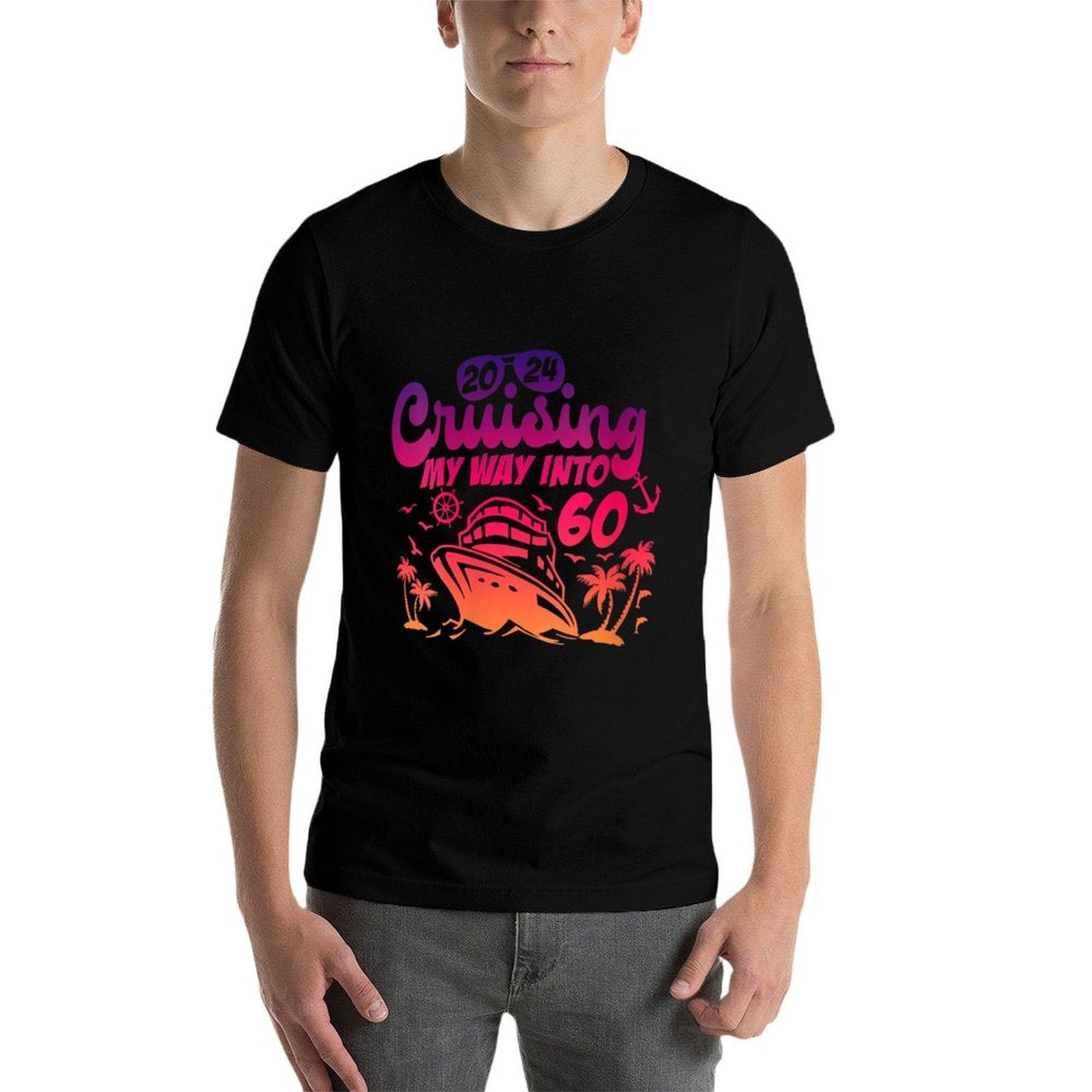 Womens Cruising My Way Into 60 Funny 60th Birthday Vacation Trip  Graphic-printed T-Shirt