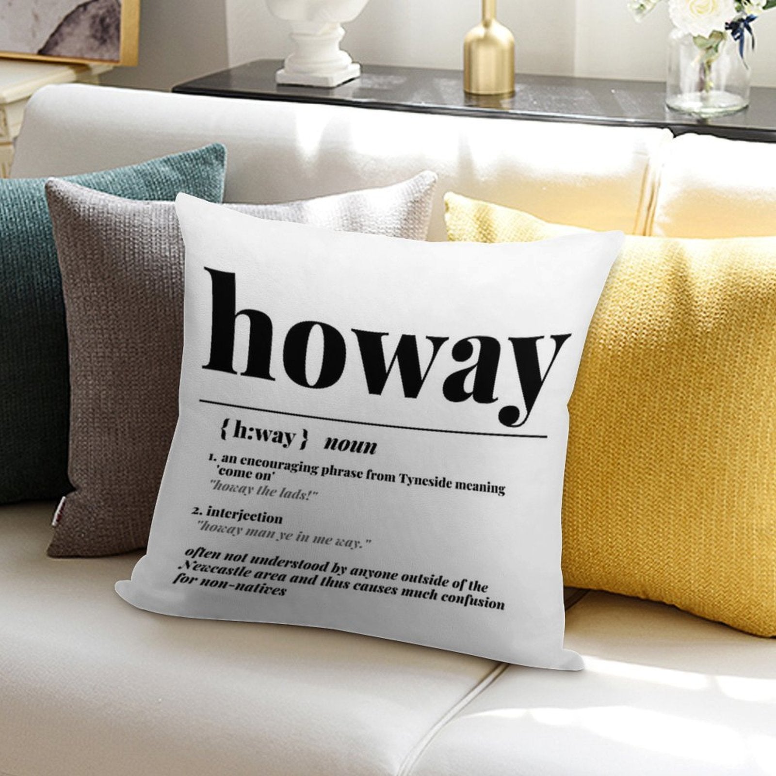 Howay Newcastle City Definition Print Soft Short Plush Fabric Throw Pillow