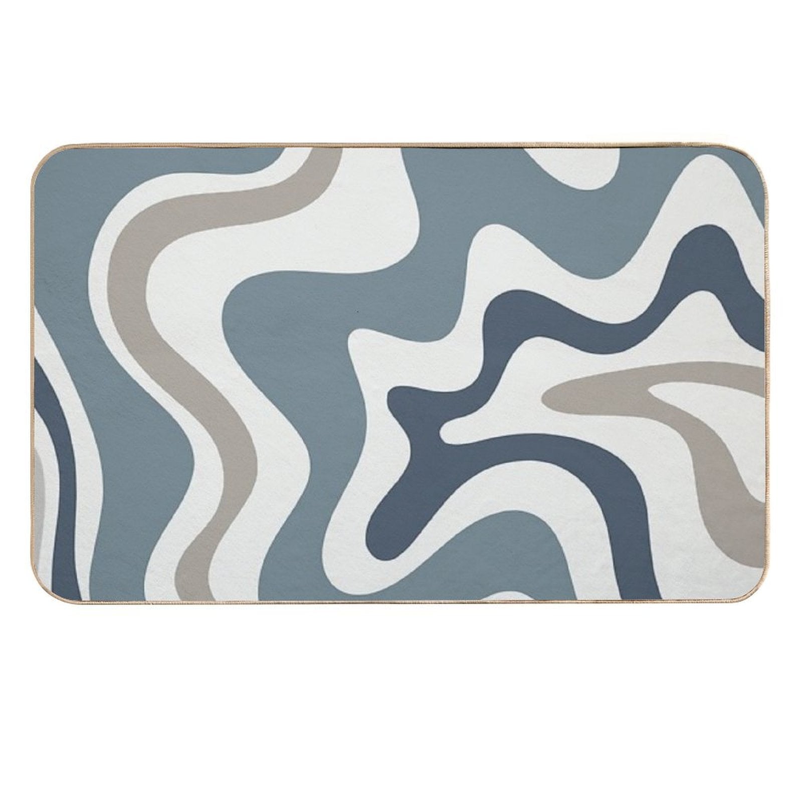 Liquid Swirl Contemporary Abstract in Neutral Blue Grey on Nearly White  Absorbent Bath Mat
