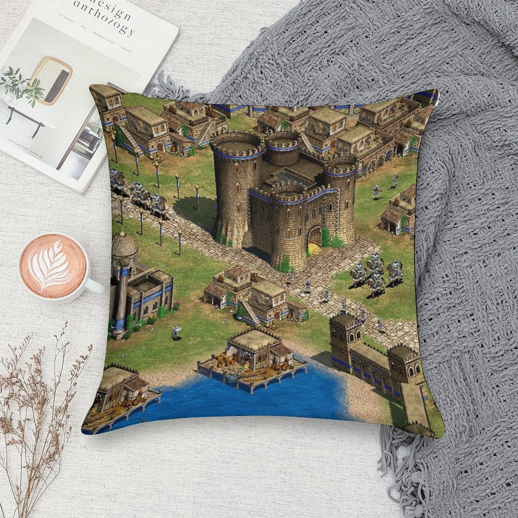 Age of Empires 2 Oriental Town Soft Durable Construction Throw Pillow