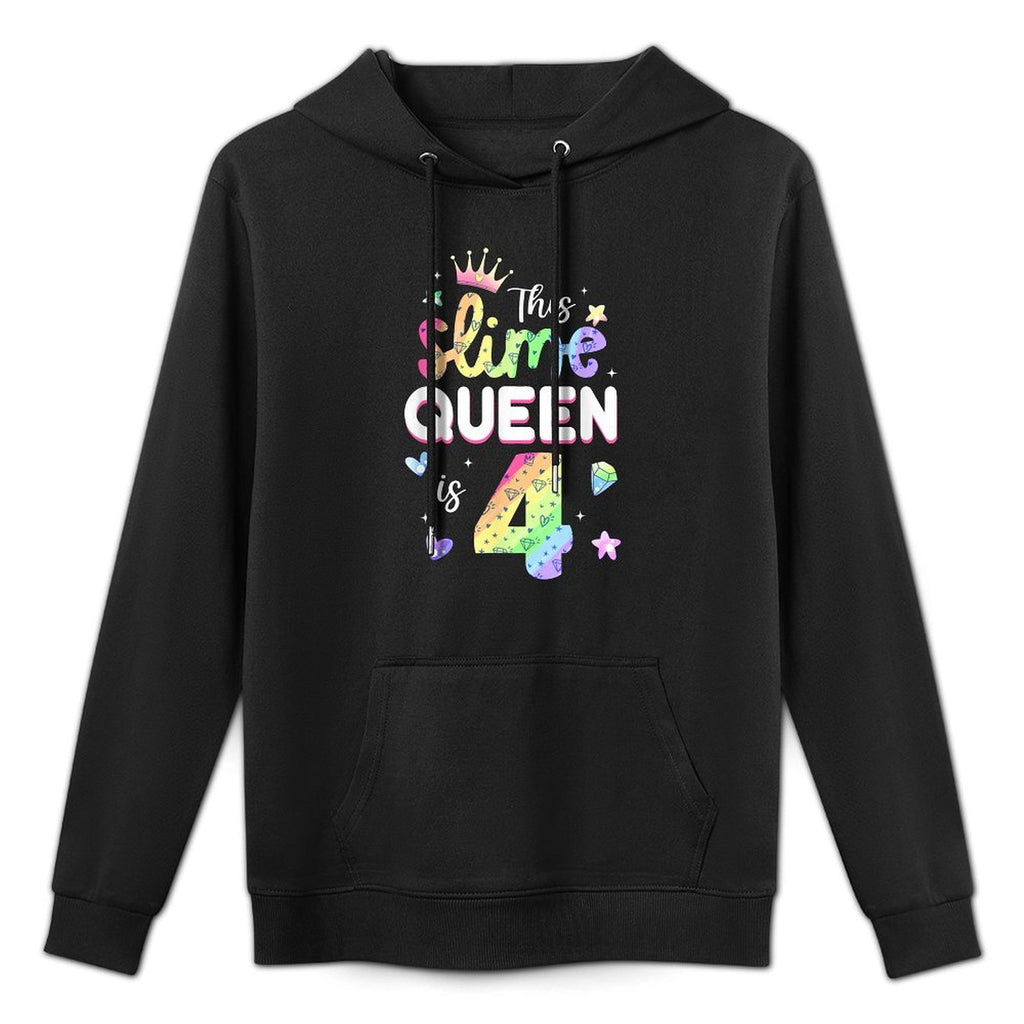 This Slime Queen Is 4 Year Old 4th Birthday For Girls Medium-Weight Fabric Hoodie