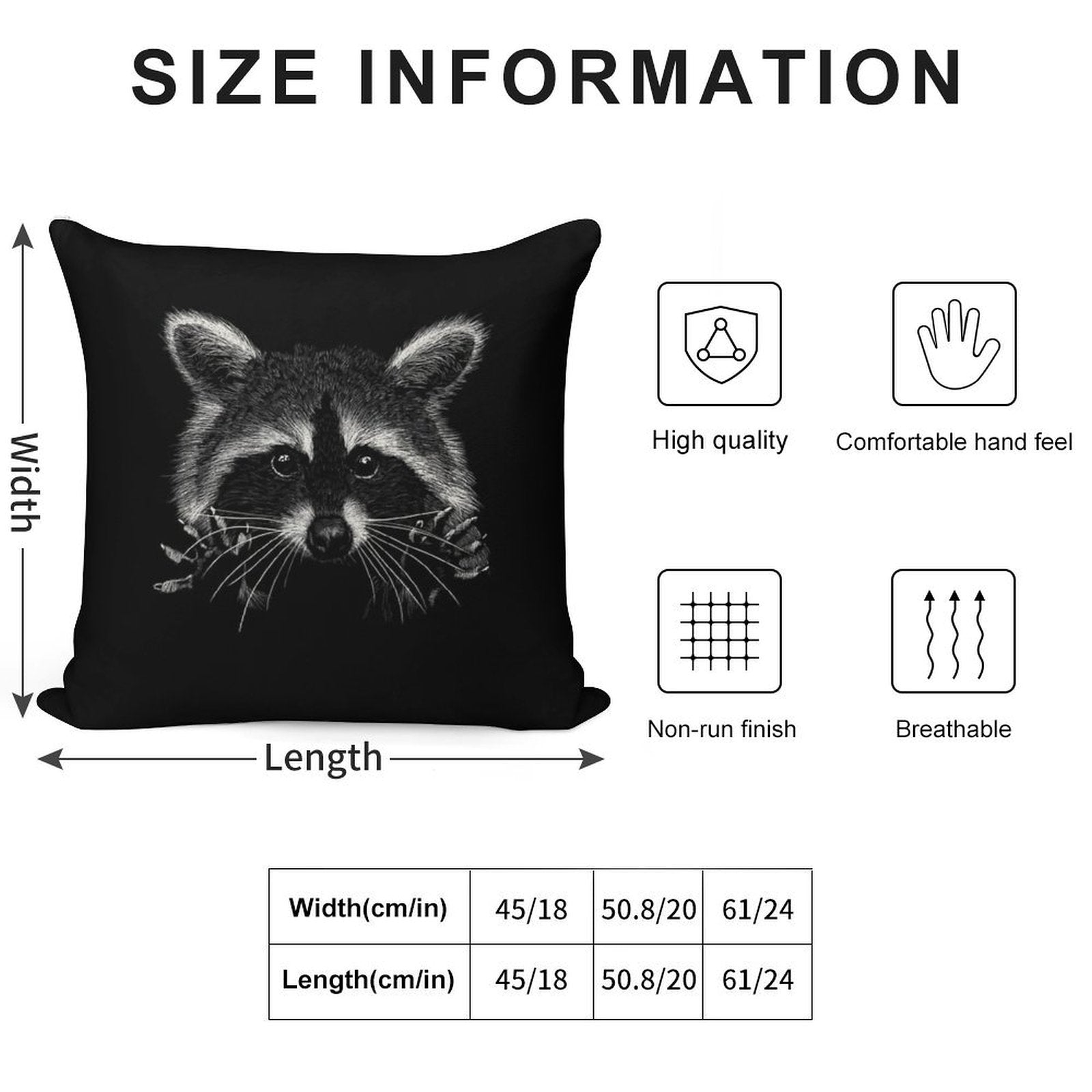 Racoon Soft Decorative Cover Throw Pillow