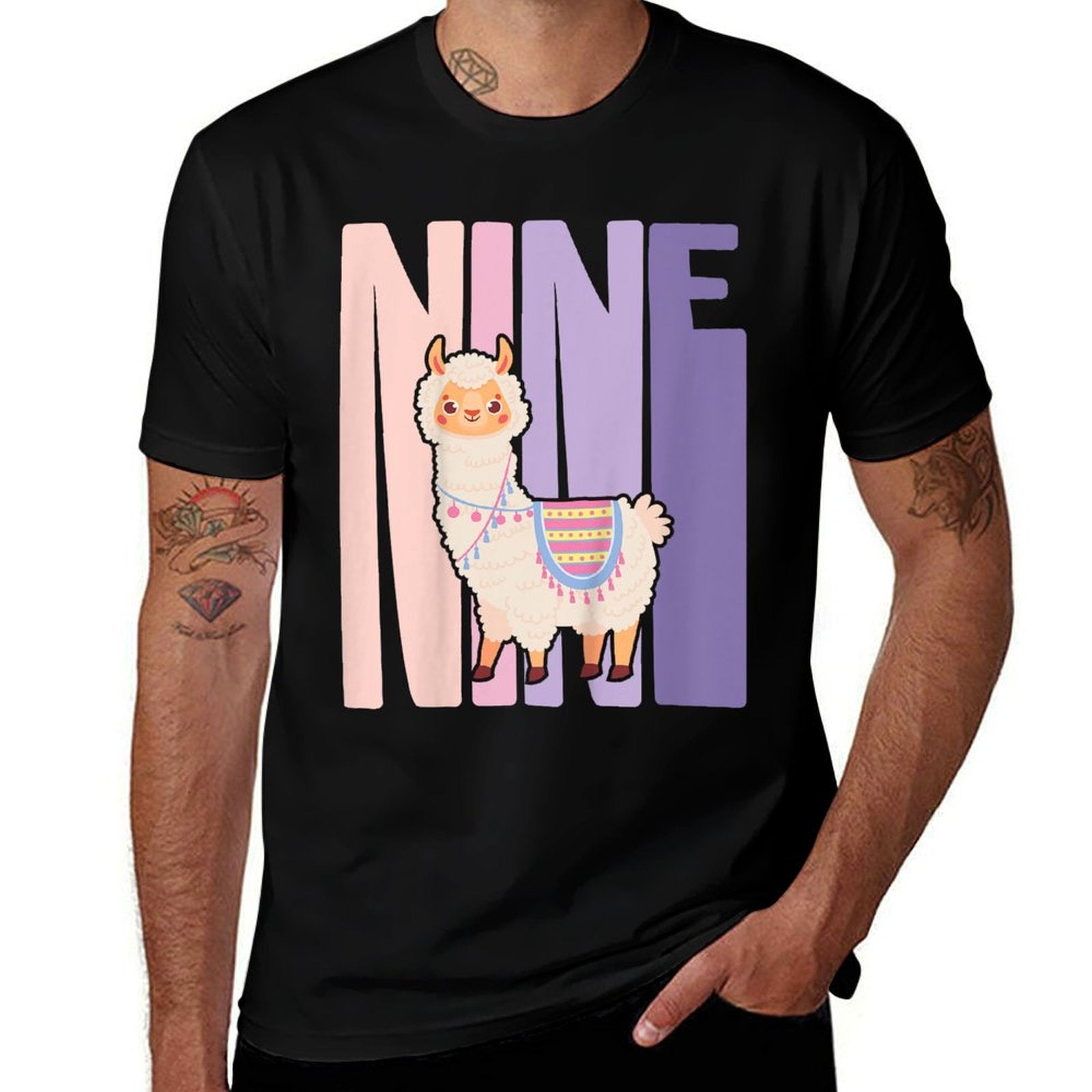 Kids 9 Year Old Cute Llama Alpaca Birthday Girl 9th B-day  Affordable Price T-Shirt