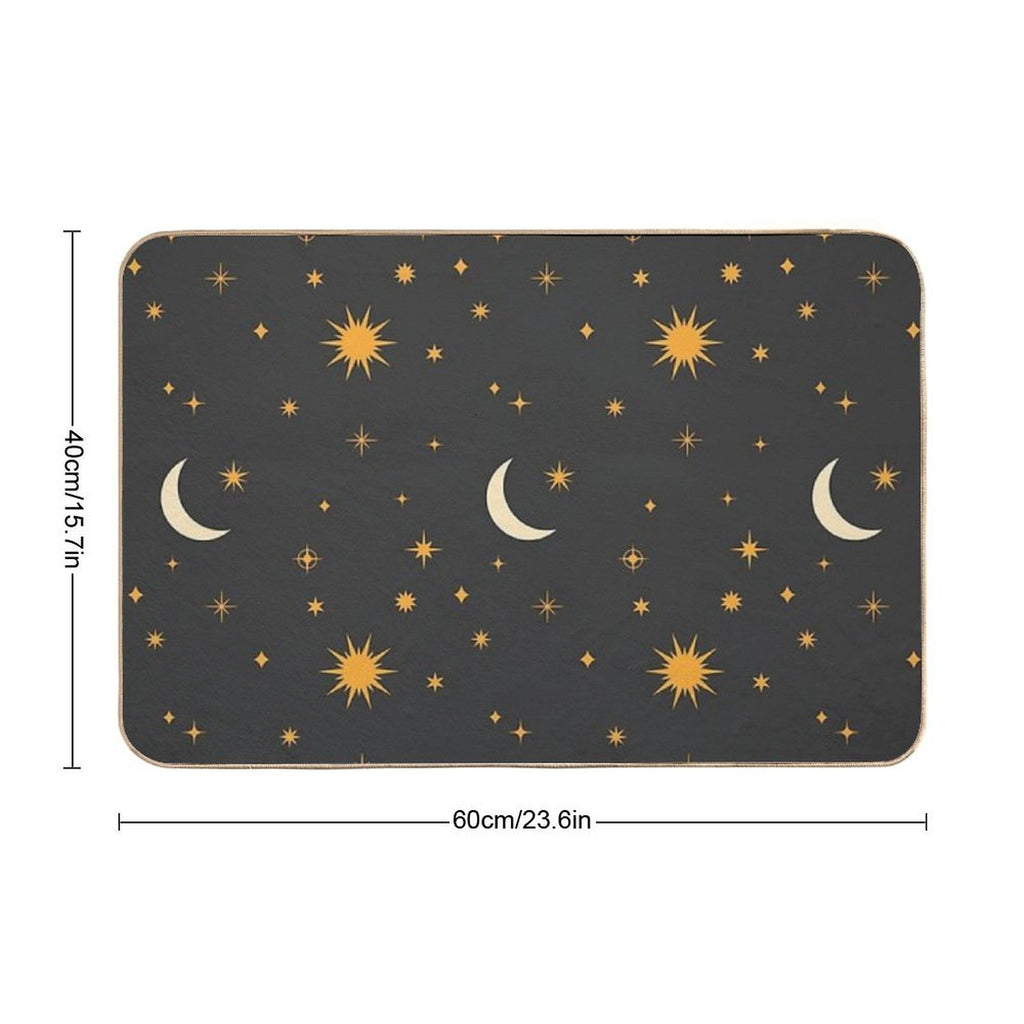 Retro Celestial Pattern 01 - Black  Non-Slip Bath Mat