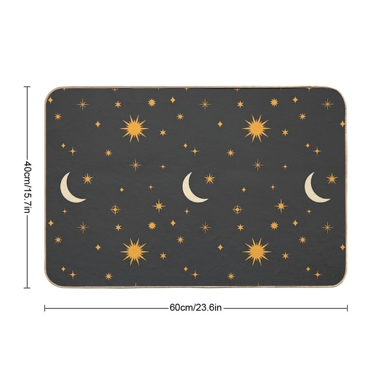 Retro Celestial Pattern 01 - Black  Non-Slip Bath Mat