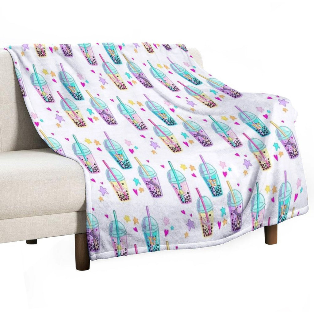 Cute Animals in Boba Easy Care Throw Blanket