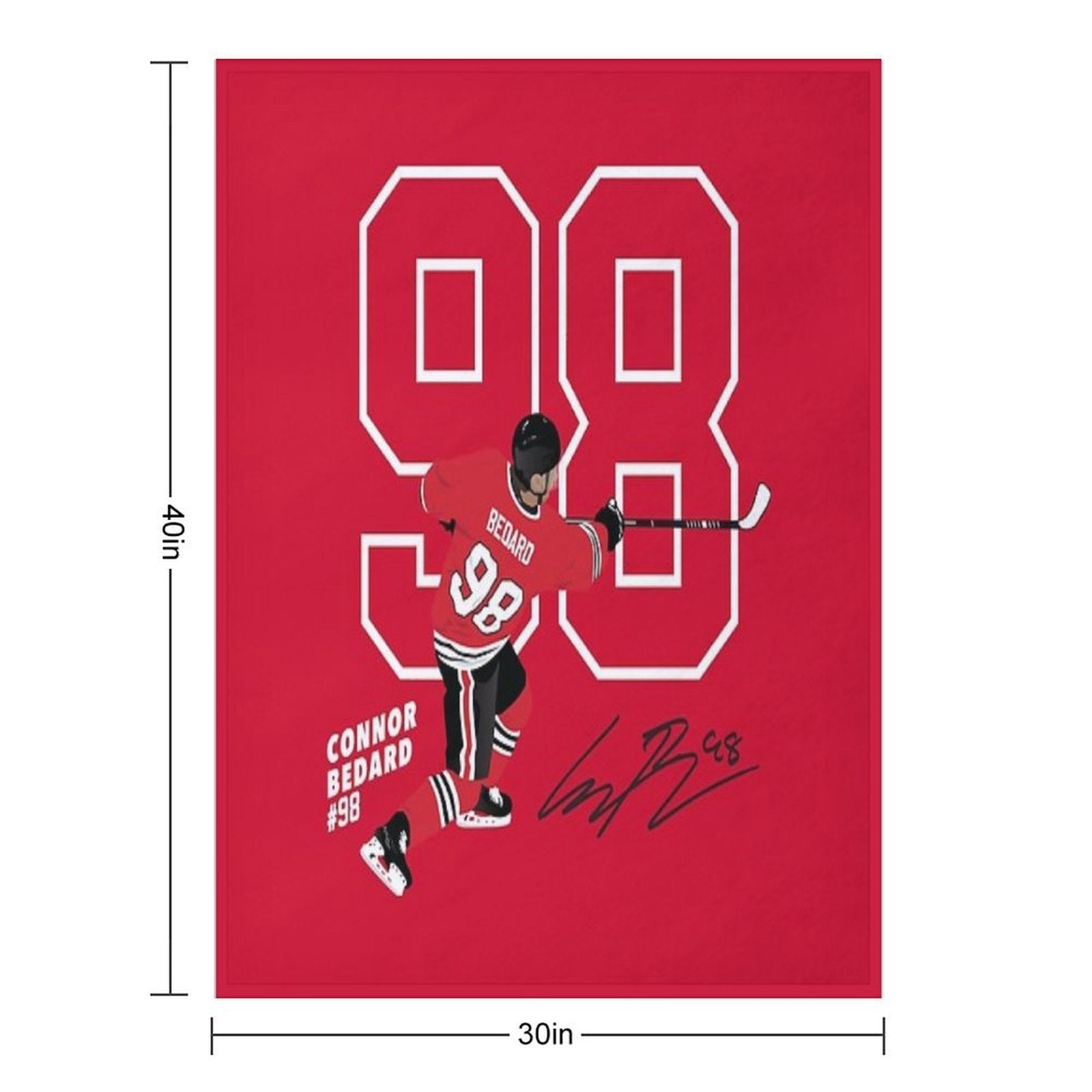 Connor Bedard Blackhawks #98 Signature Art Anti-pilling Throw Blanket