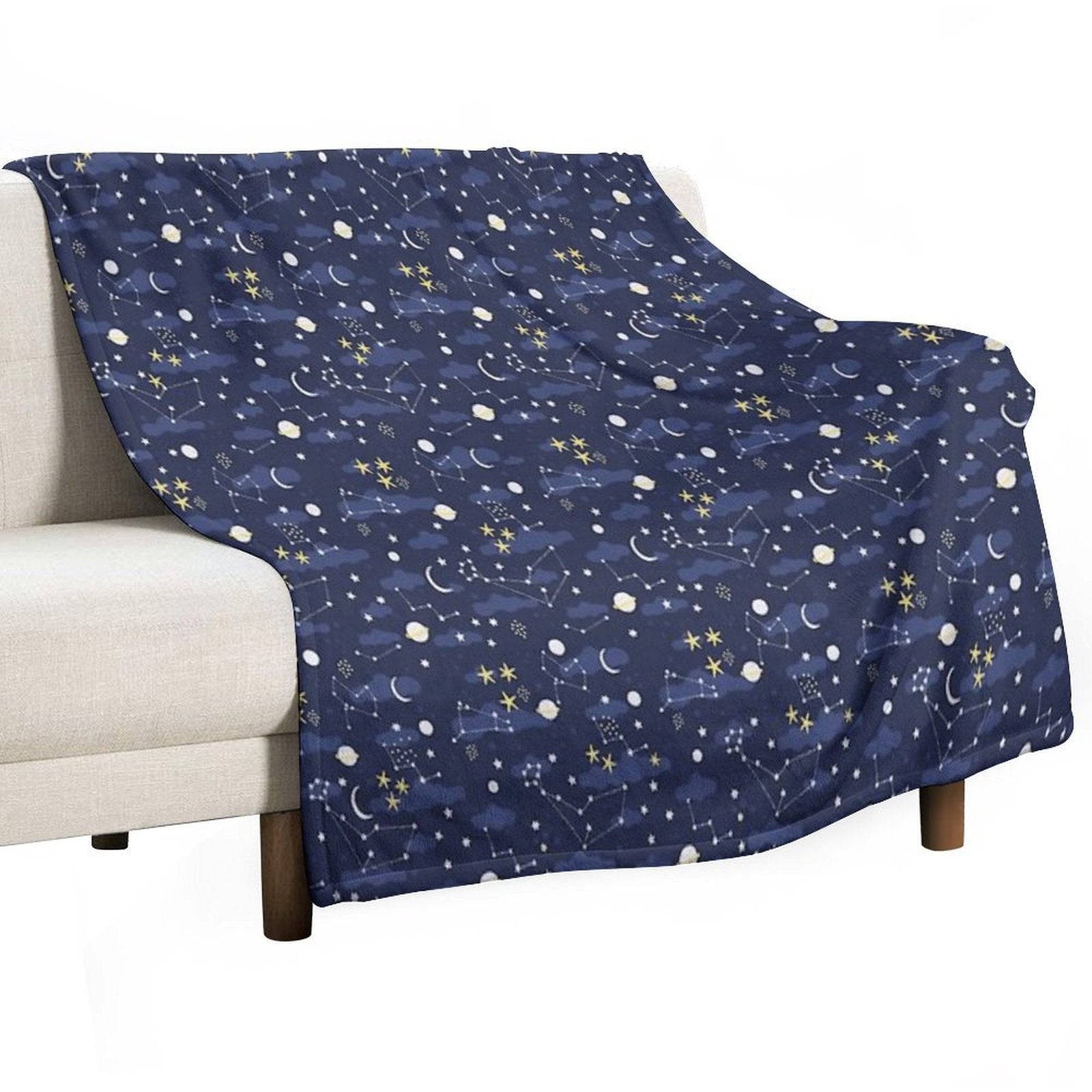 Galaxy - Cosmos, Moon And Stars. Astronomy Pattern. Cute Cartoon Universe Design. Multi-functional Throw Blanket