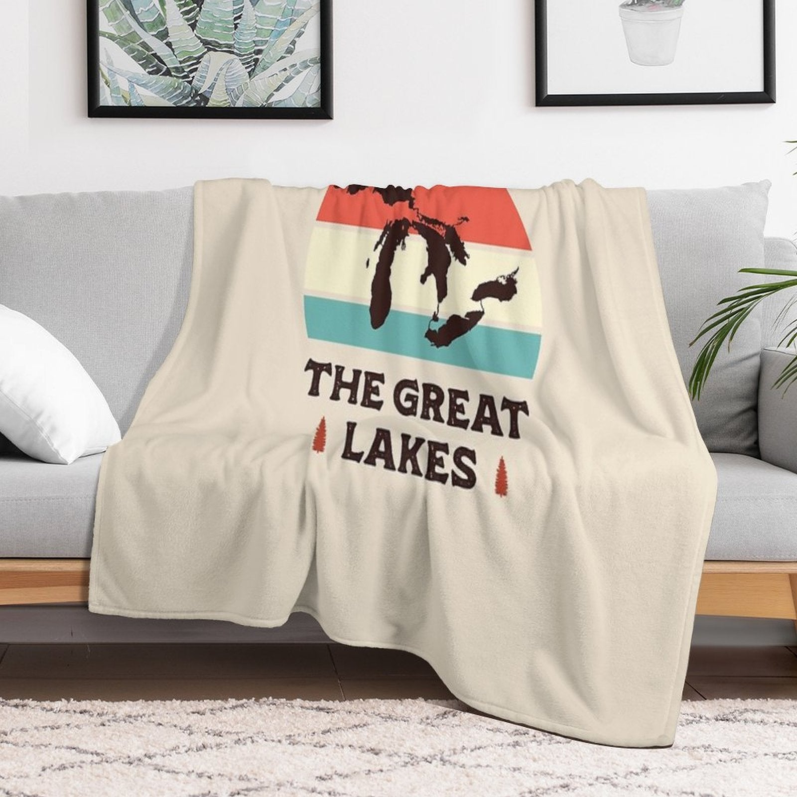 Great Lakes National Park Hiking Retro Multi-functional Throw Blanket