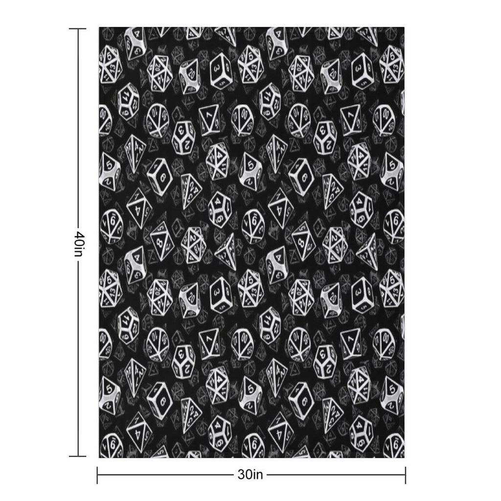 D20 Dice Set Pattern (White) Gift-ready Throw Blanket
