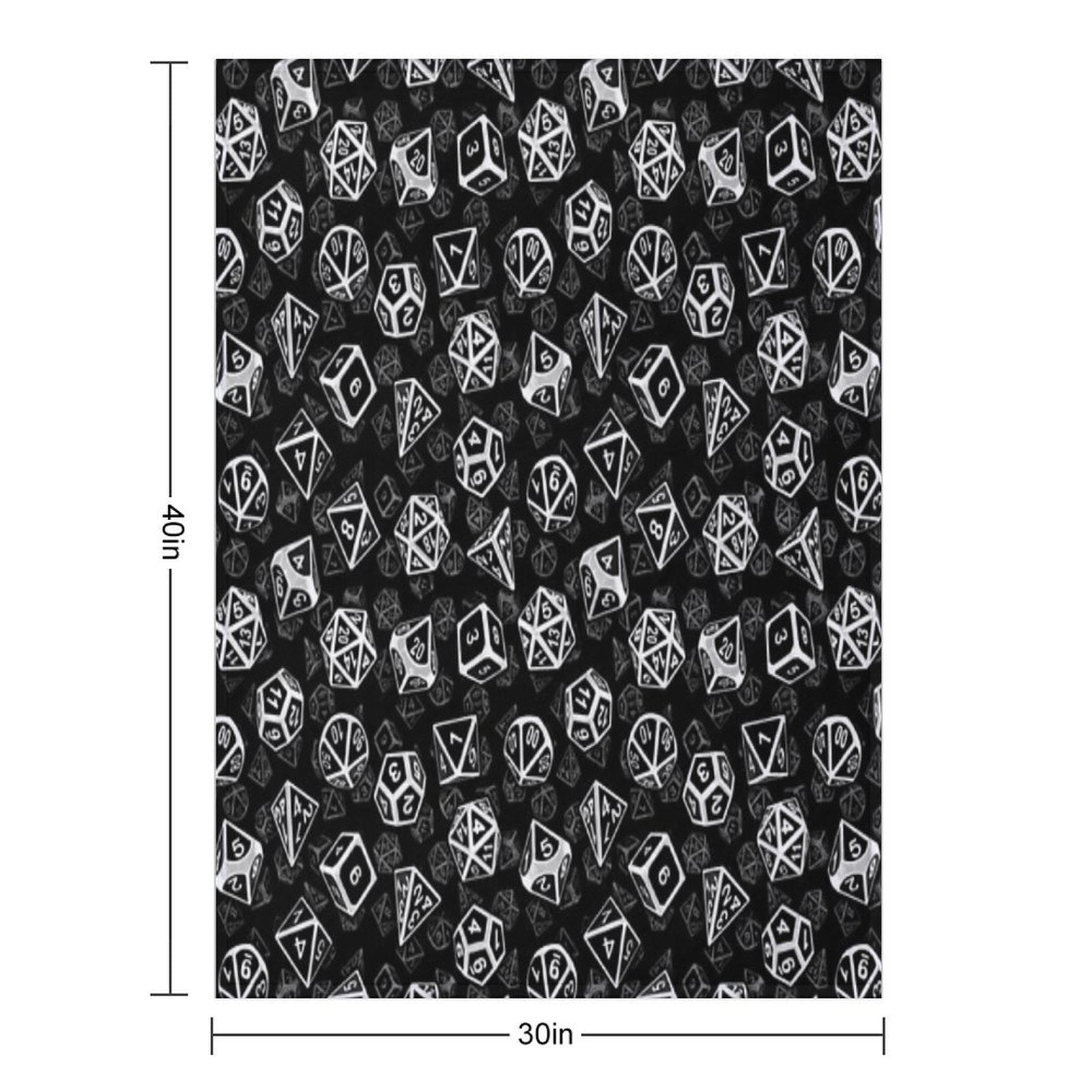 D20 Dice Set Pattern (White) Gift-ready Throw Blanket