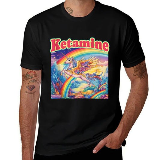 Funny Ketamine Horse Unicorn Emergency Rainbow  Rolled Sleeves T-Shirt