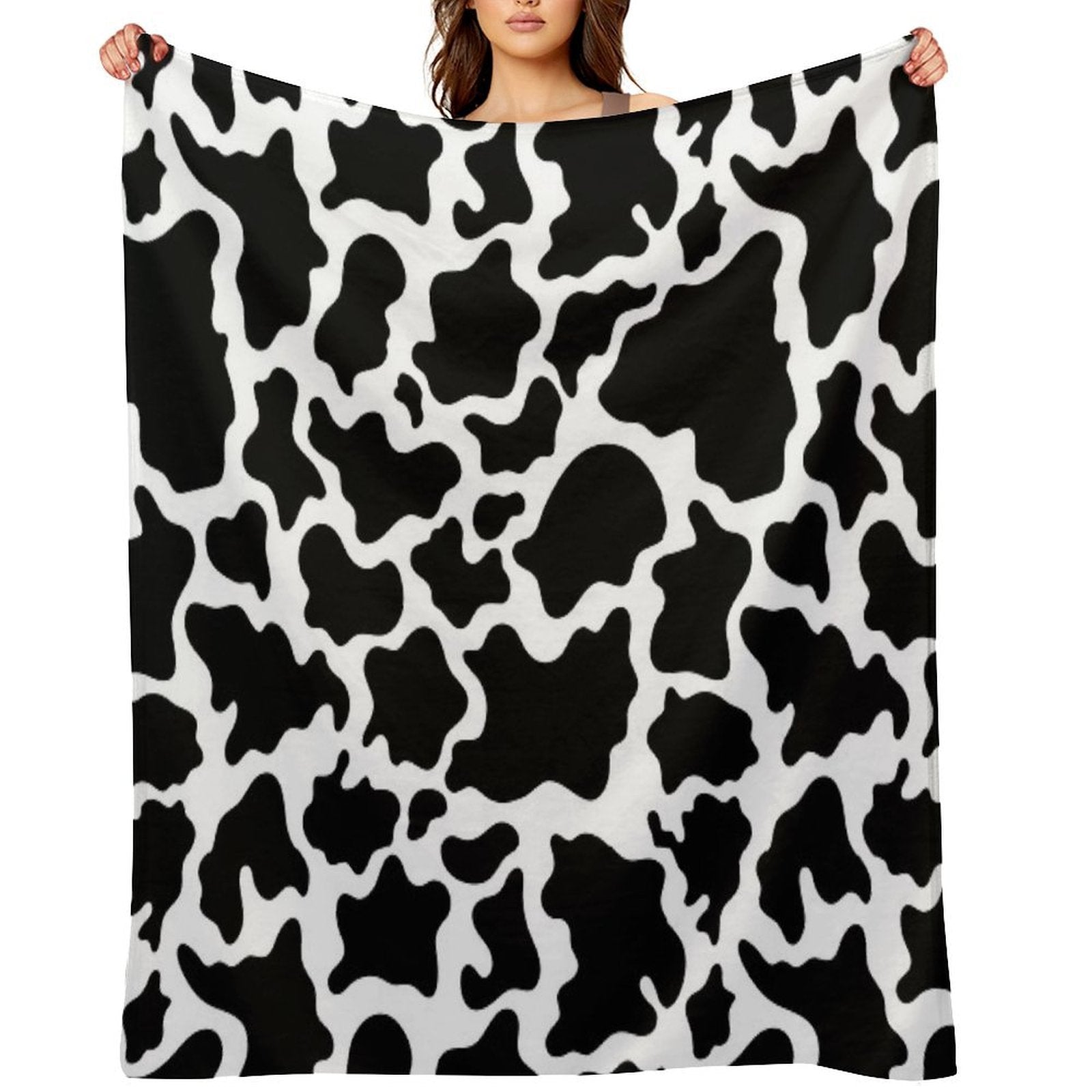 Classic Cowhide Pattern - Black And White Animal Print Design All-season Throw Blanket