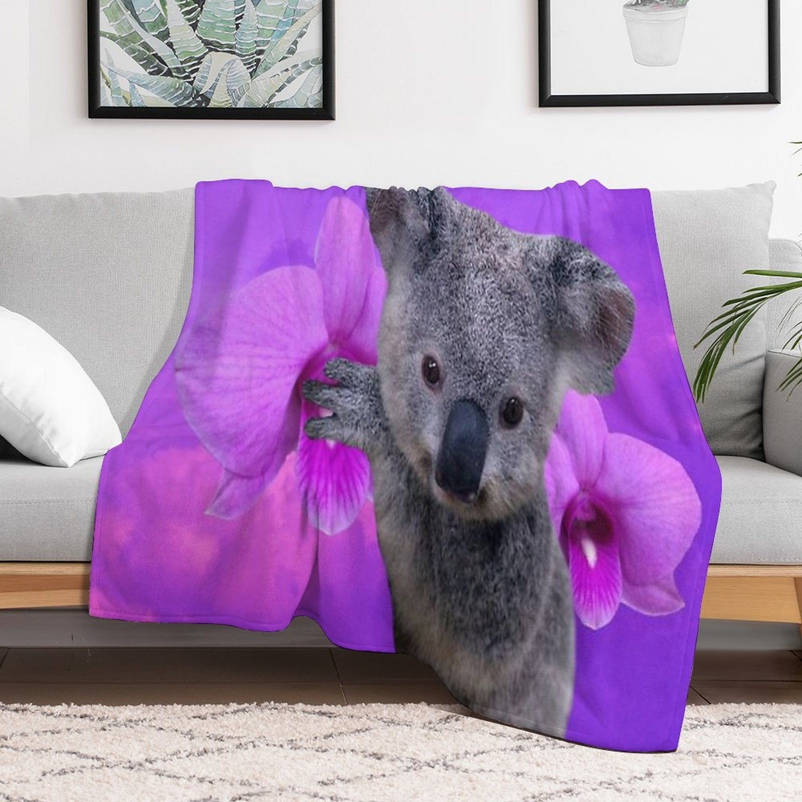 Koala And Orchids Gift-ready Throw Blanket