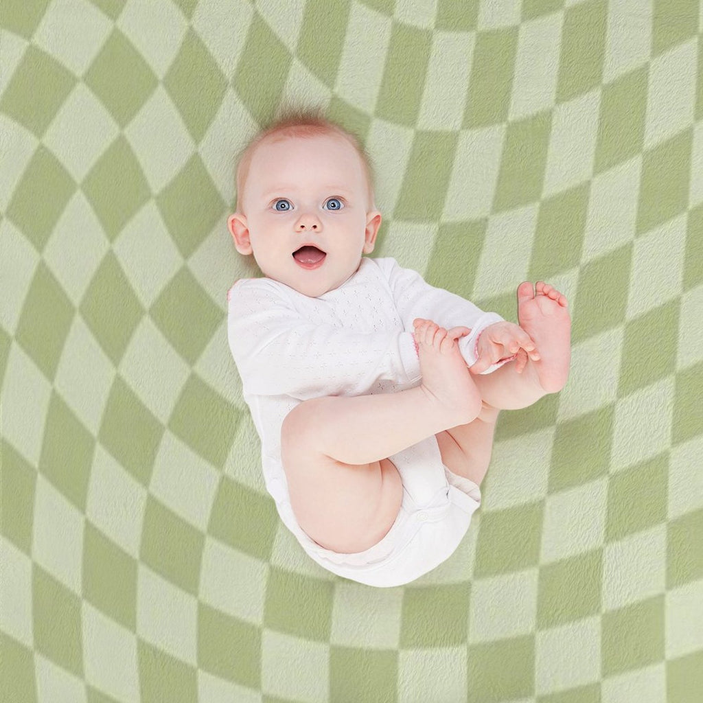 Trippy Swirl  Green Easy Care Throw Blanket