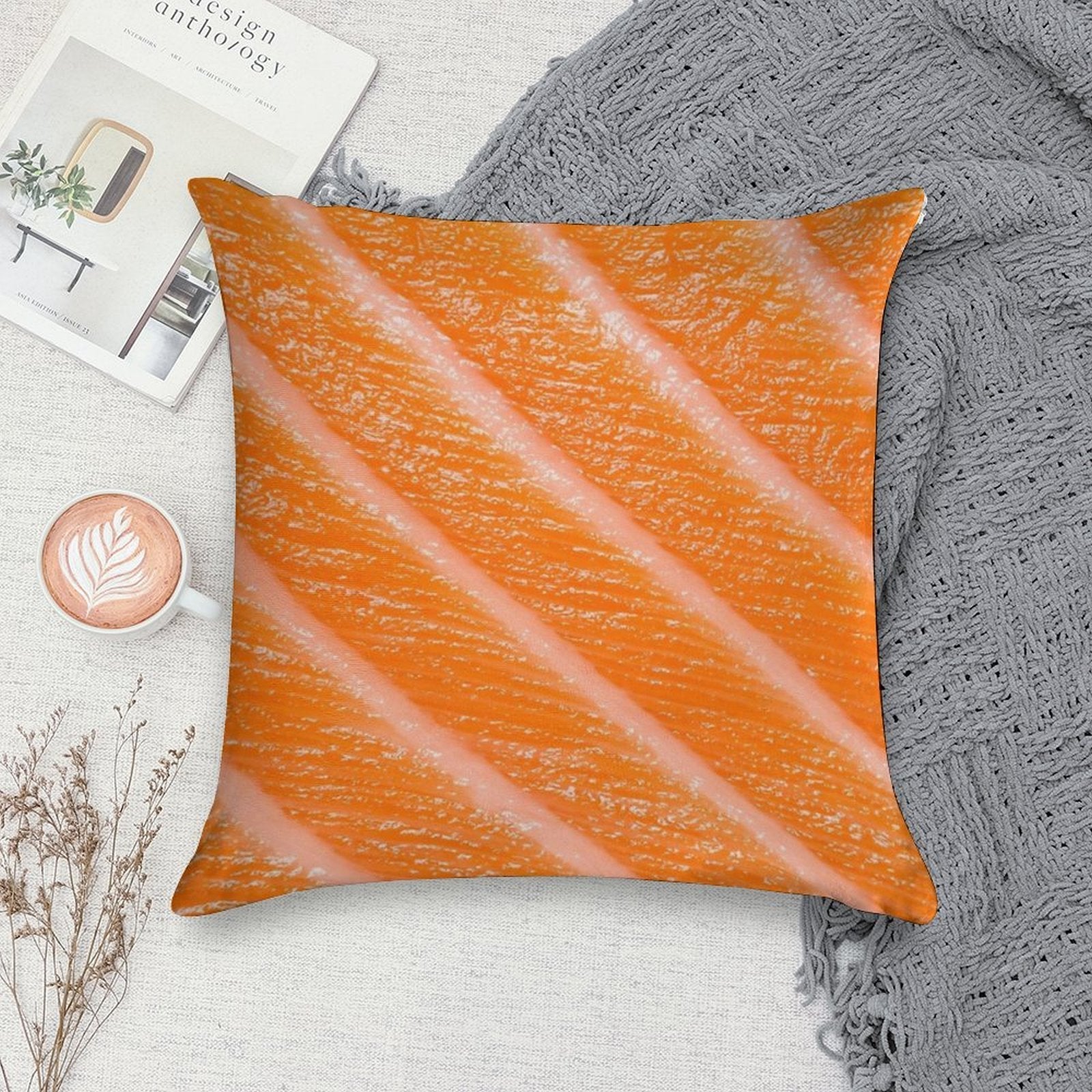 Salmon Sushi  Sashimi Soft Shrink-Resistant Throw Pillow