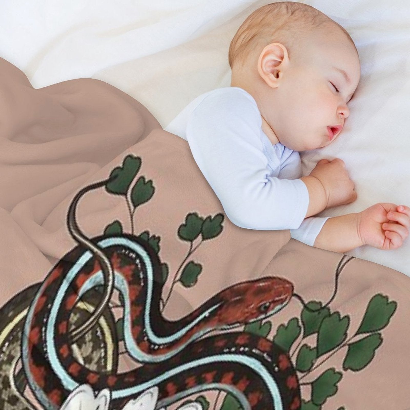 Garter Snakes with White Peonies Premium Throw Blanket