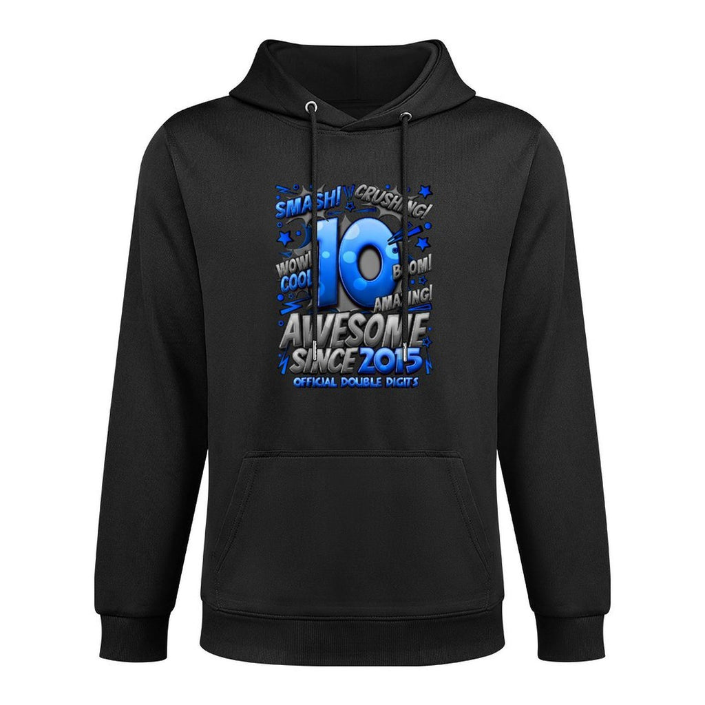 Official Double Digits 10 Year Old Gifts 10th Birthday Boy Shape Retention Hoodie