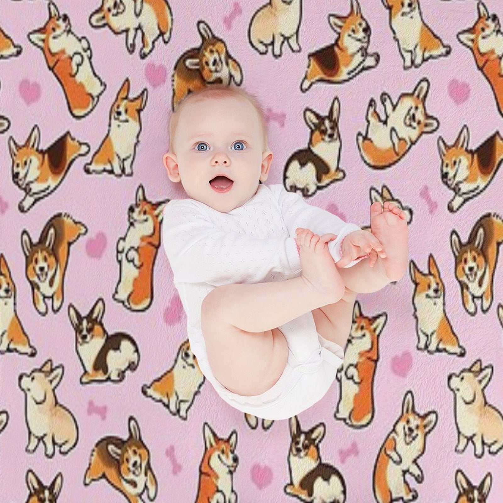 Lovey Corgis in Pink Comfort Throw Blanket