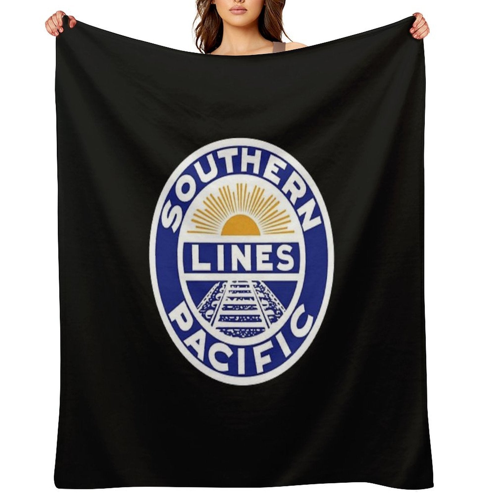 Vintage Southern Pacific Lines Railroad Quick-dry Throw Blanket