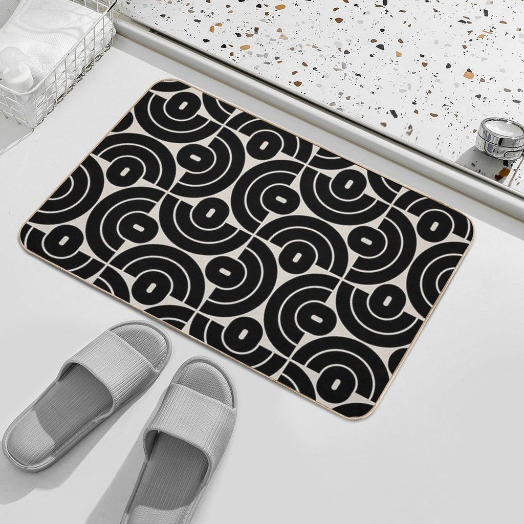 Retro 70s Mid Mod Geometric Pattern  Repositionable Bath Mat