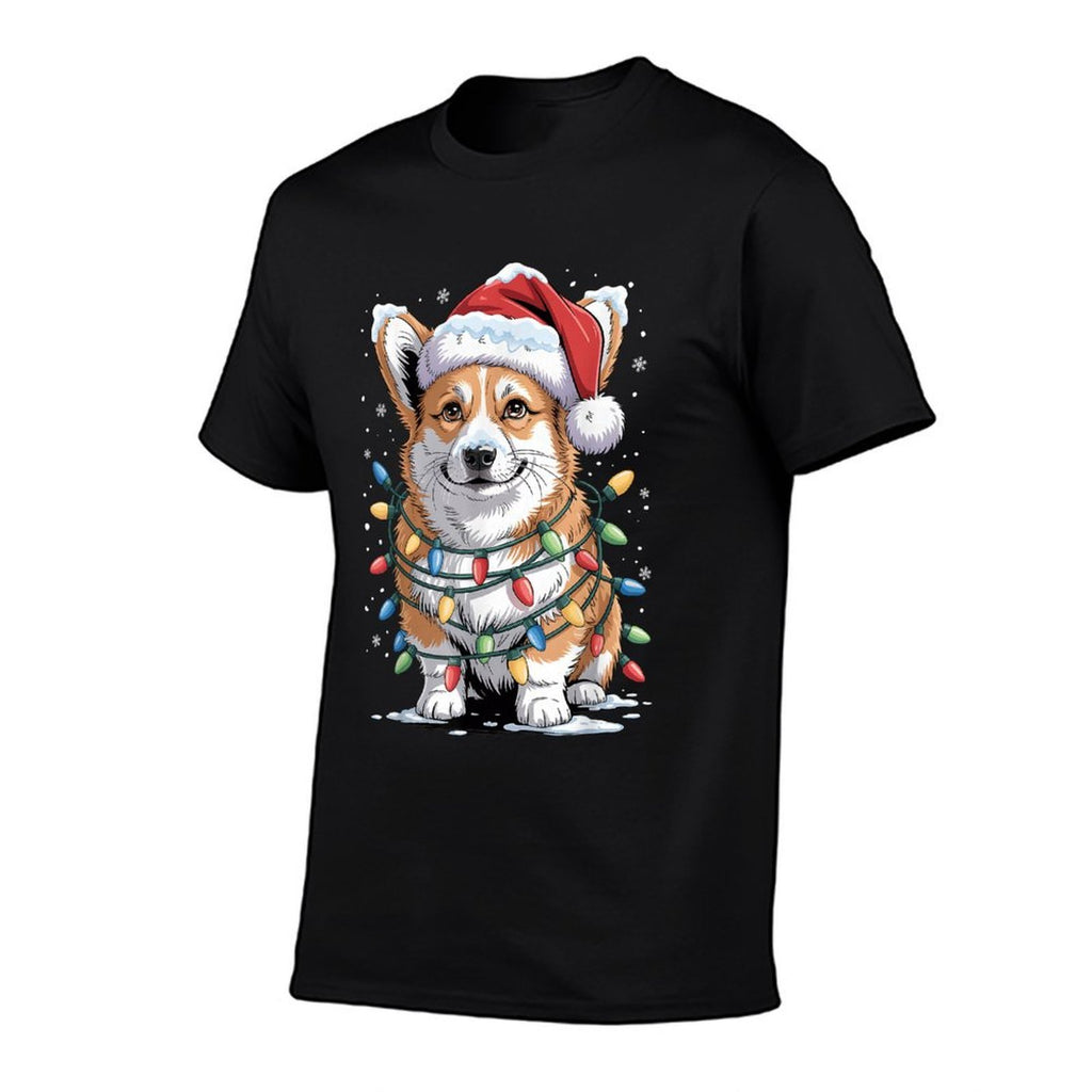 Cute Corgi Christmas Tree Santa Lights Dog Xmas Corgi  Lightweight T-Shirt