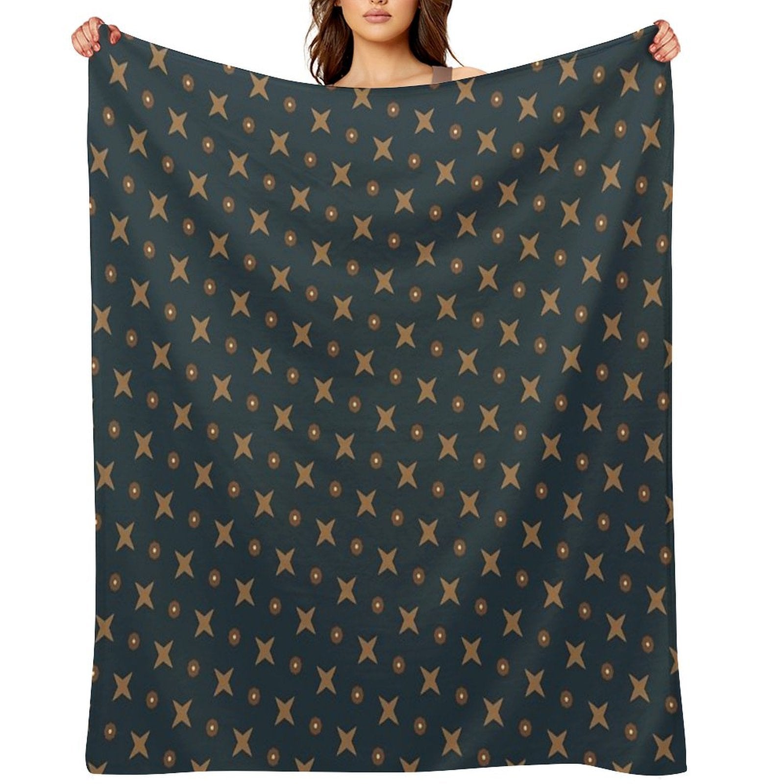 Timeless Elegance Luxurious Dark Blue & Earthy Tones Seamless Pattern No.9 Travel-friendly Throw Blanket
