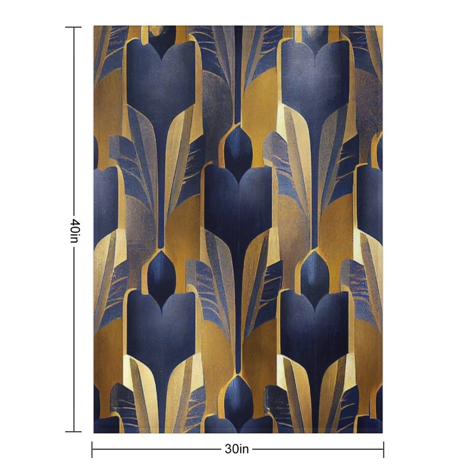 Vintage Royal Blue And Golden Art Deco Pattern Premium Throw Blanket